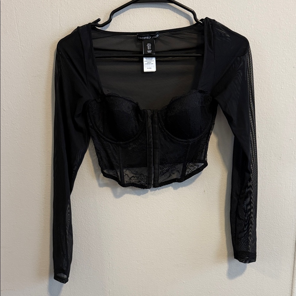 Sincerely Jules Black Lace Crop Top